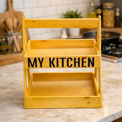 استاند خشب هرمي MY KITCHEN لتنظيم التوابل والبرطمانات