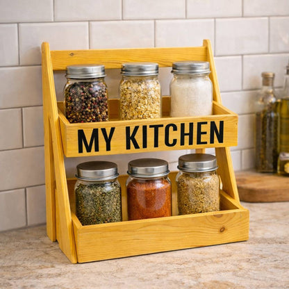 استاند خشب هرمي MY KITCHEN لتنظيم التوابل والبرطمانات