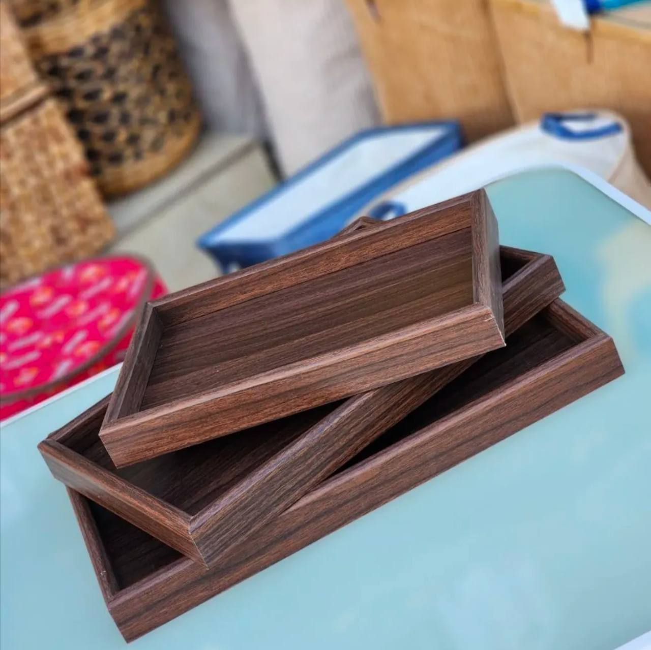 طقم صواني خشب بامبو 3 قطع – تصميم مستورد عالي الجودة