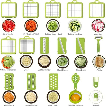 قطاعه نايسر دايسر المتكاملة 22 قطعة – متعددة الاستخدام شنطة عملية لتقطيع الخضروات والفواكه 🍅🥕