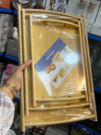 طقم صواني تقديم خشب بامبو – 3 مقاسات