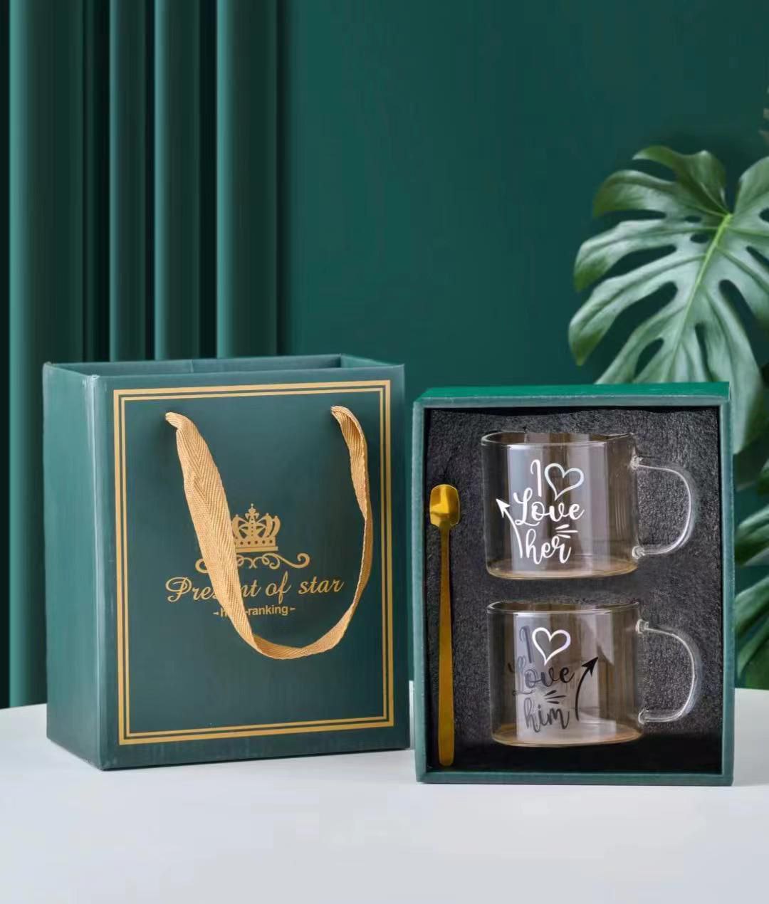 طقم مج كابلز بايركس حراري 2 كوب + 2 معلقة ستانلس | تصميم أنيق ومستورد