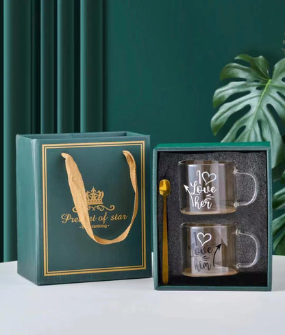 طقم مج كابلز بايركس حراري 2 كوب + 2 معلقة ستانلس | تصميم أنيق ومستورد