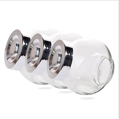 برطمان توابل من الزجاج وغطاء بلون فضي ايكيا مجموعة 4 قطع- 300 ملي