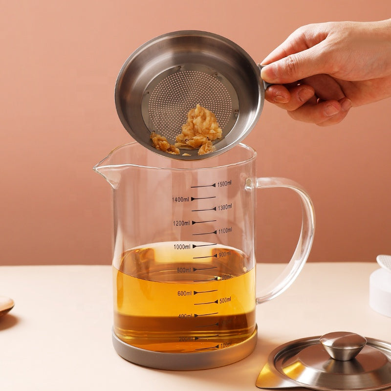 كوكر زيت بايركس شفاف بغطاء ومصفاة – سعة 1500 مل