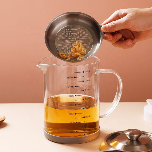 كوكر زيت بايركس شفاف بغطاء ومصفاة – سعة 1500 مل