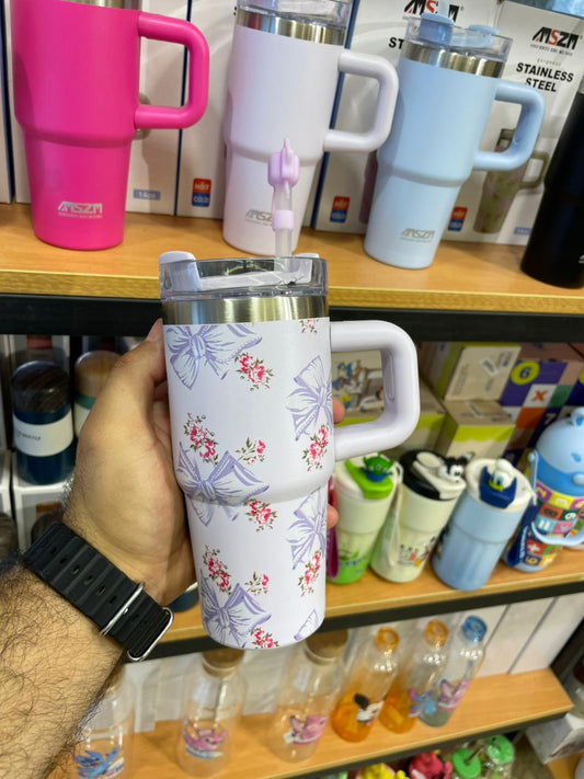 مج حراري استانلس ستيل 14oz يحافظ على الحرارة والبرودة – تصميم سادة ومطبوع