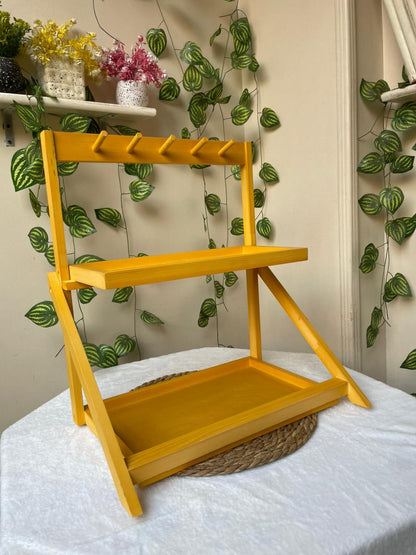 ميني كوفي كورنر خشب 2 دور لتنظيم الكاتيل والمجات والتوابل – تصميم عملي وشيك للمطبخ