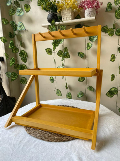 ميني كوفي كورنر خشب 2 دور لتنظيم الكاتيل والمجات والتوابل – تصميم عملي وشيك للمطبخ