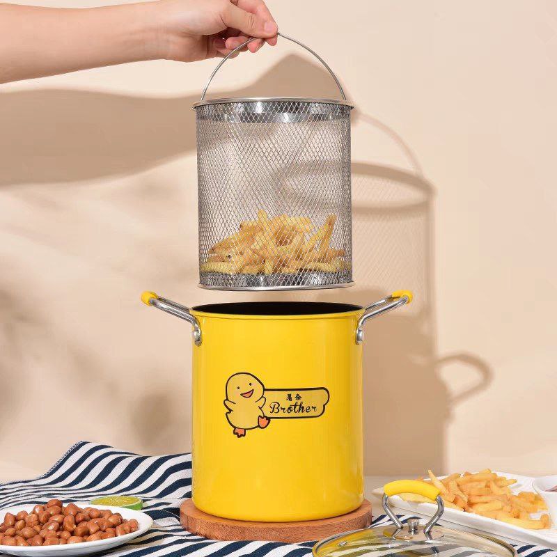 حلة قلي - تصميم فريد على شكل بطة بغطاء زجاجي مقاوم للحرارة ومقبض متين من الفولاذ المقاوم للصدأ، مثالية لسعة طهي 3 لتر