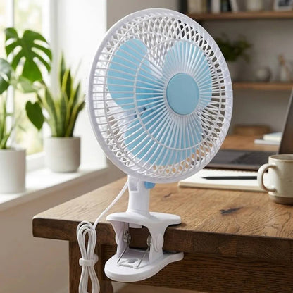 مروحة مكتب بمشبك كهرباء 20 وات | رأس متحرك 90° | سرعتان | 220 فولت