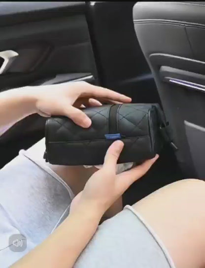 علبة مناديل جلد بتصميم أنيق مع حامل للسيارة