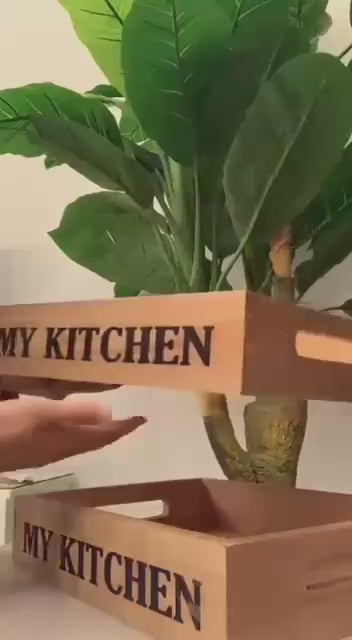 صينية تقديم خشب سويدي بيد تصميم عصري منقوشة MY KITCHEN